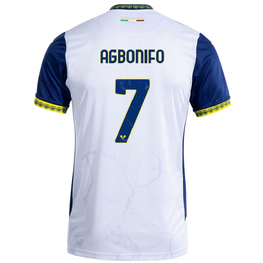 Men Football Richi Agbonifo #7 White Blue Away Jersey 2024/25 T-Shirt Uk