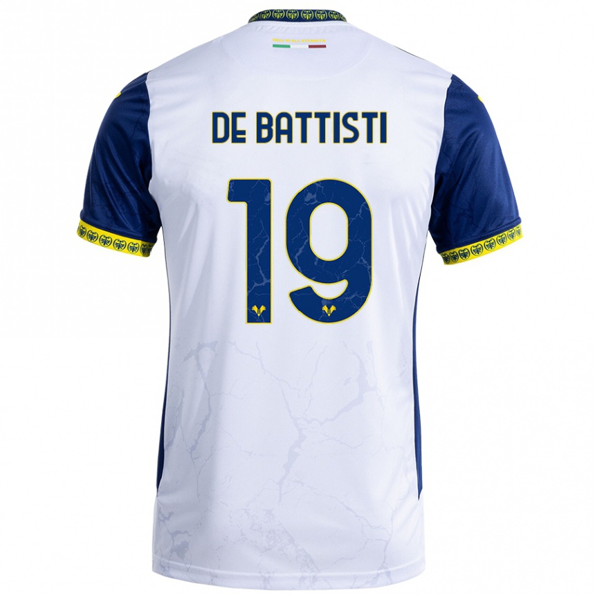 Men Football Davide De Battisti #19 White Blue Away Jersey 2024/25 T-Shirt Uk