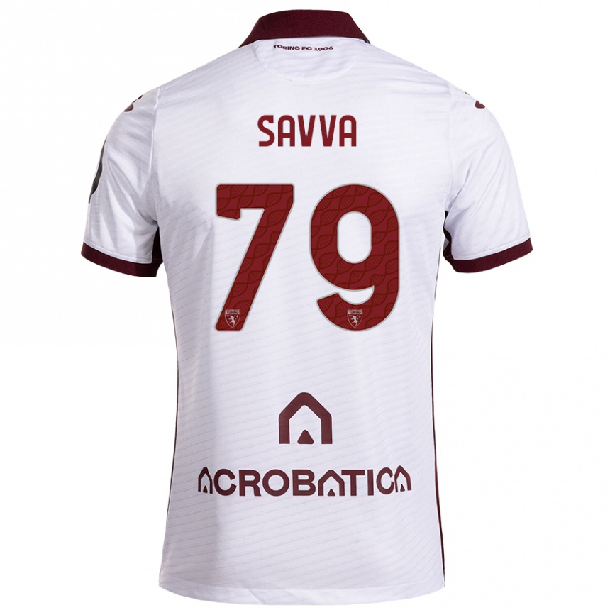 Men Football Zanos Savva #79 White Maroon Away Jersey 2024/25 T-Shirt Uk