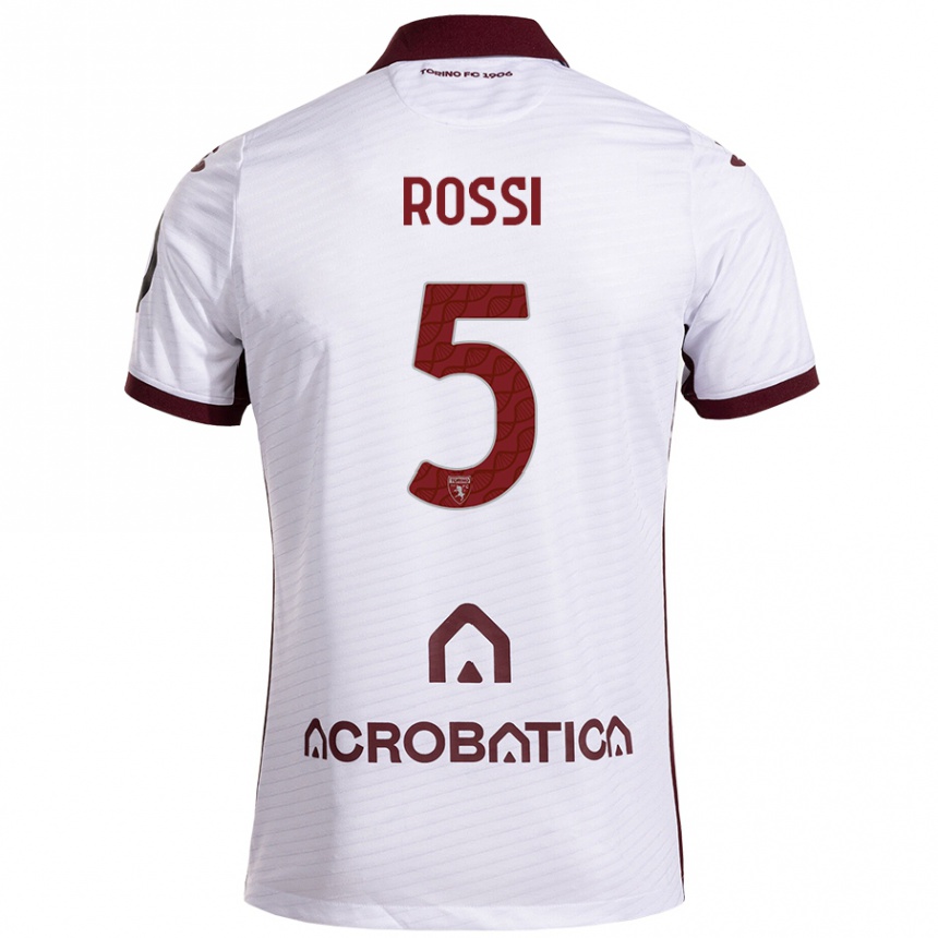 Men Football Simone Rossi #5 White Maroon Away Jersey 2024/25 T-Shirt Uk