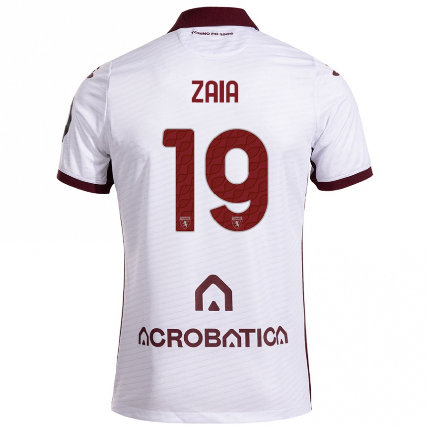 Men Football Edoardo Zaia #19 White Maroon Away Jersey 2024/25 T-Shirt Uk