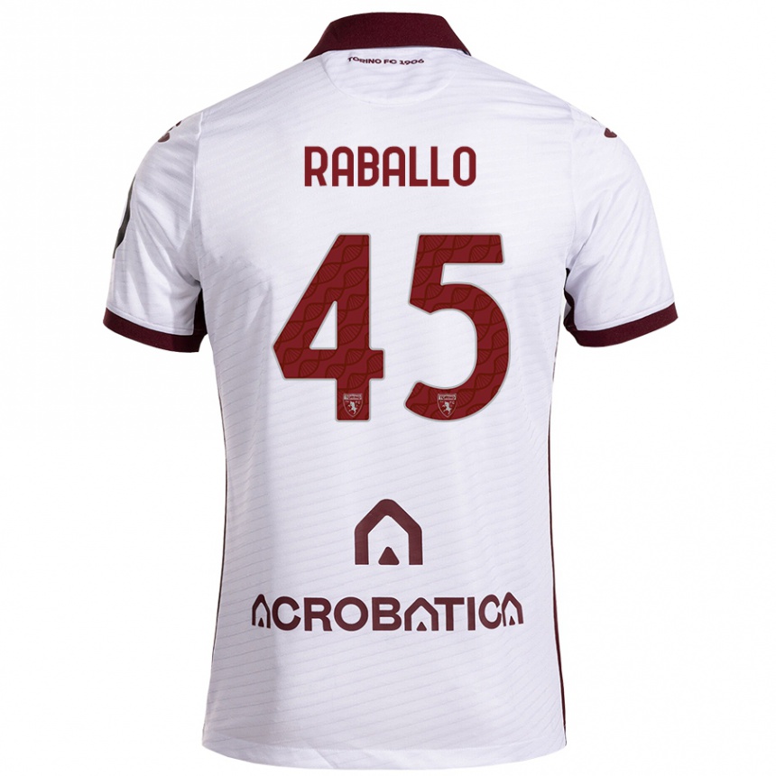 Men Football Alessio Raballo #45 White Maroon Away Jersey 2024/25 T-Shirt Uk