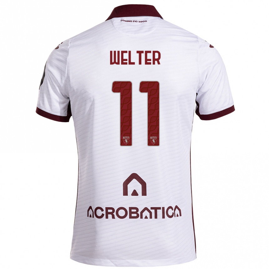 Men Football Francesca Welter #11 White Maroon Away Jersey 2024/25 T-Shirt Uk