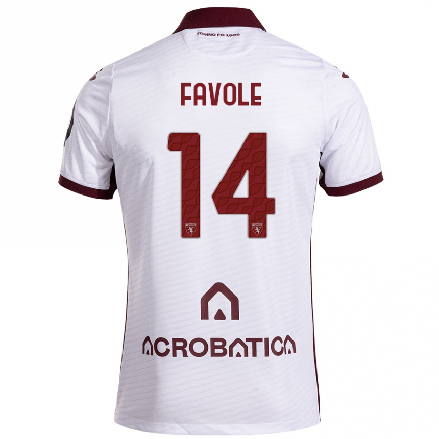 Men Football Annalisa Favole #14 White Maroon Away Jersey 2024/25 T-Shirt Uk