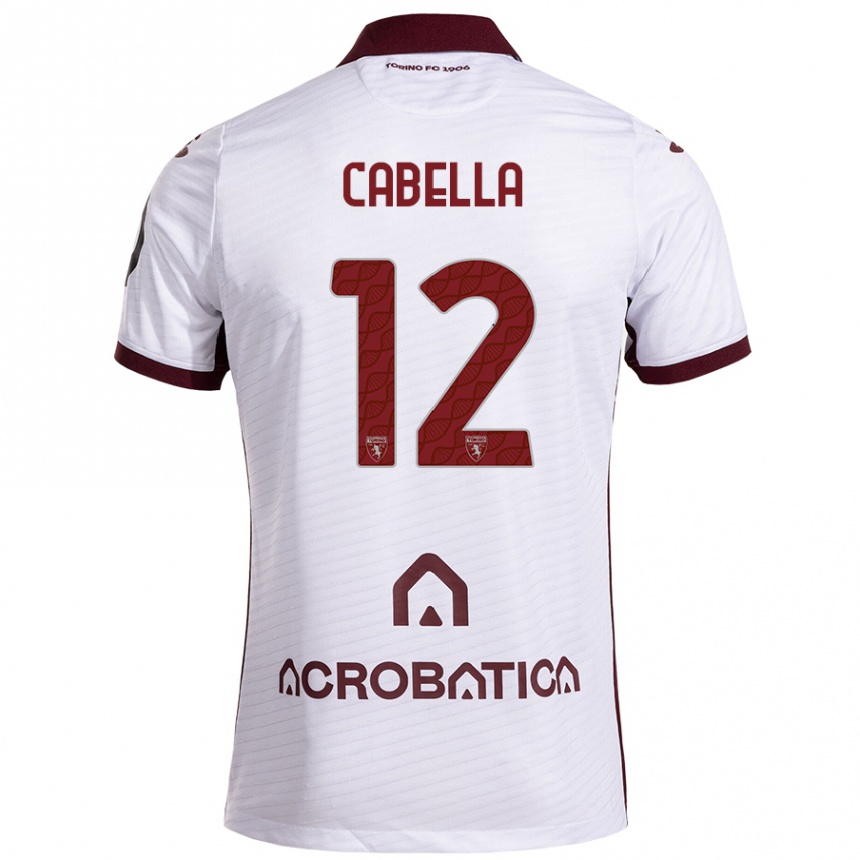 Men Football Matteo Cabella #12 White Maroon Away Jersey 2024/25 T-Shirt Uk