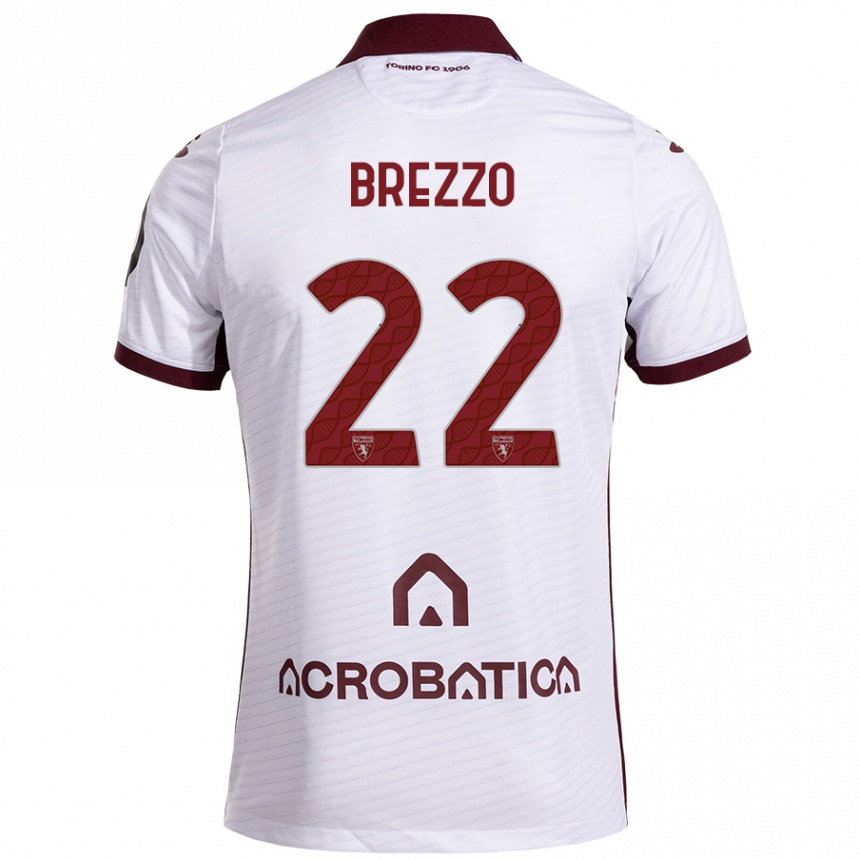 Men Football Matteo Brezzo #22 White Maroon Away Jersey 2024/25 T-Shirt Uk