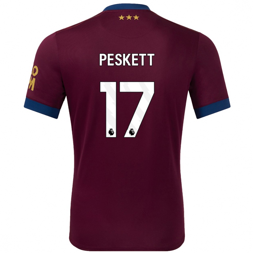 Men Football Sophie Peskett #17 Brown Away Jersey 2024/25 T-Shirt Uk