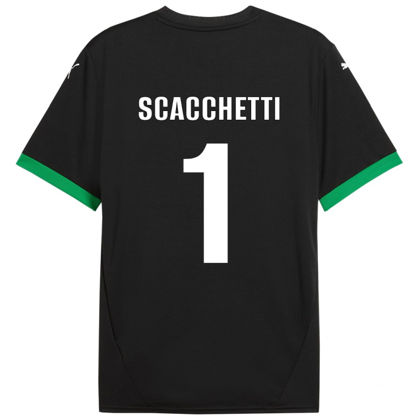 Women Football Alessandro Scacchetti #1 Black Dark Green Home Jersey 2024/25 T-Shirt Uk