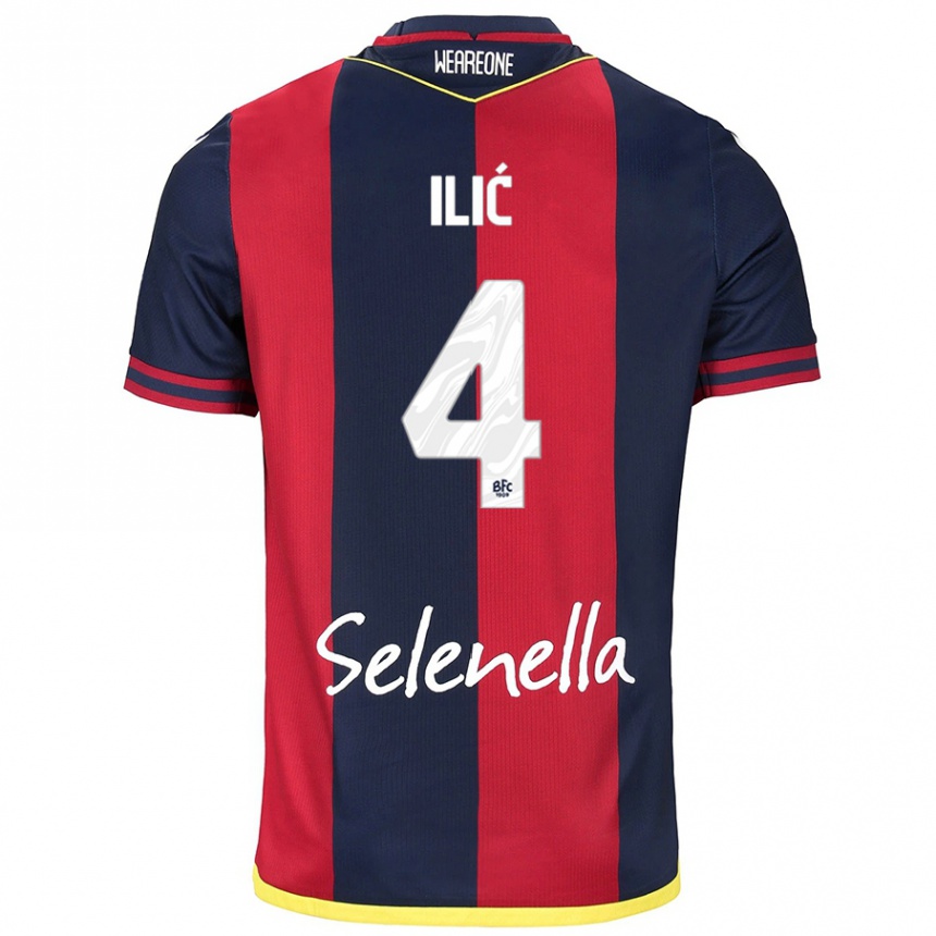 Women Football Mihajlo Ilić #4 Red Royal Blue Home Jersey 2024/25 T-Shirt Uk