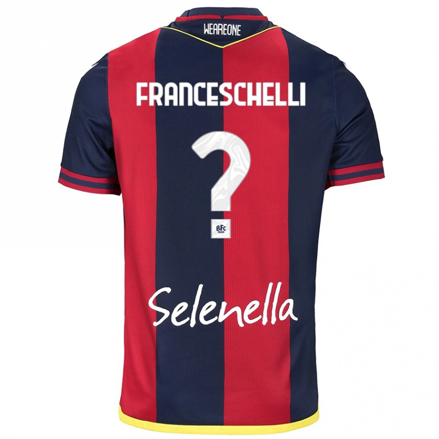 Women Football Matteo Franceschelli #0 Red Royal Blue Home Jersey 2024/25 T-Shirt Uk