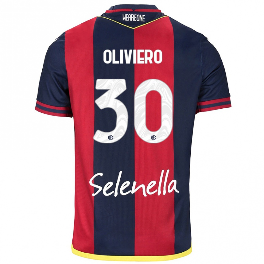 Women Football Andrea Oliviero #30 Red Royal Blue Home Jersey 2024/25 T-Shirt Uk