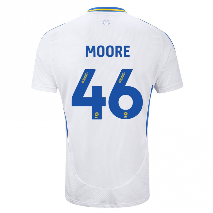 Women Football Kris Moore #46 White Blue Home Jersey 2024/25 T-Shirt Uk