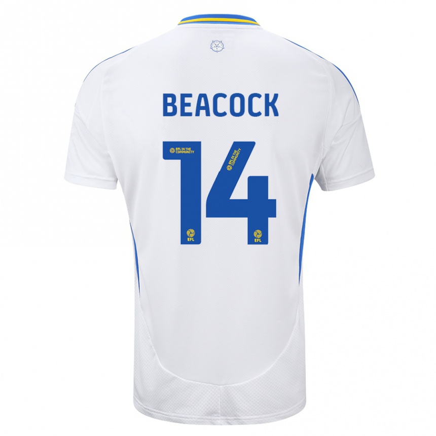 Women Football Molly Beacock #14 White Blue Home Jersey 2024/25 T-Shirt Uk