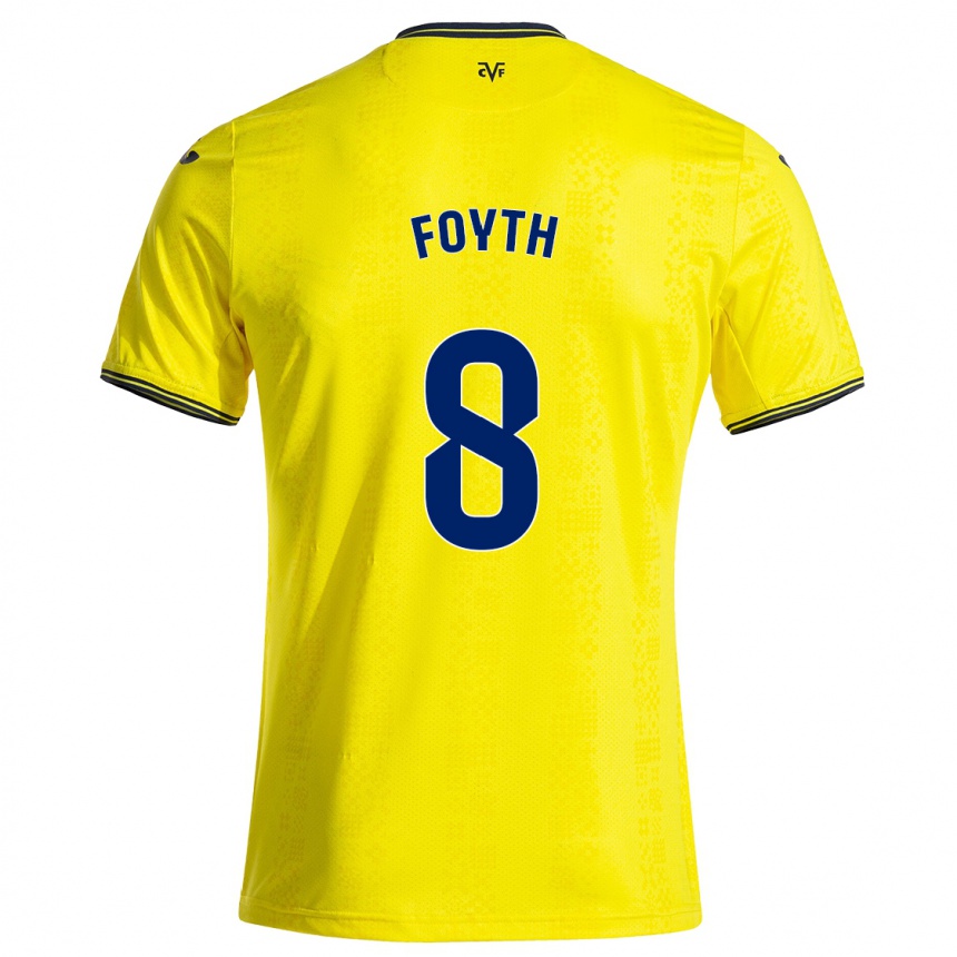 Women Football Juan Foyth #8 Yellow Black Home Jersey 2024/25 T-Shirt Uk