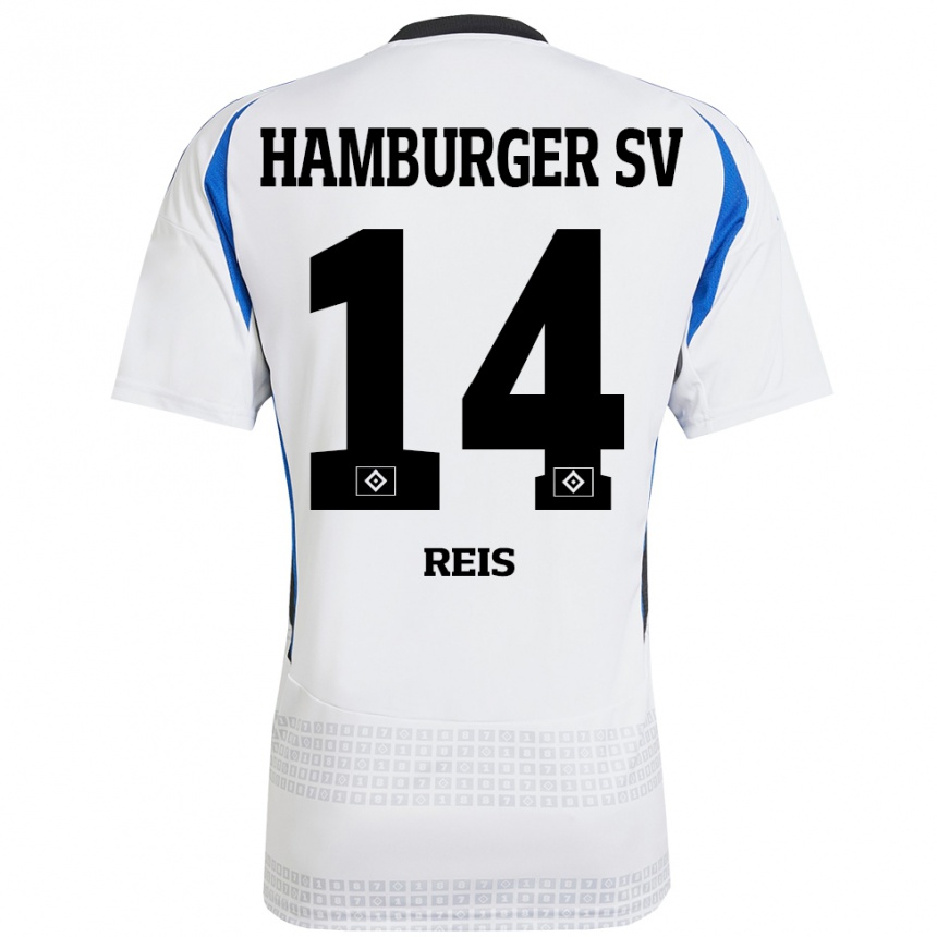 Women Football Ludovit Reis #14 White Blue Home Jersey 2024/25 T-Shirt Uk