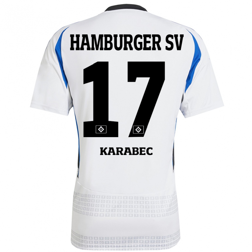 Women Football Adam Karabec #17 White Blue Home Jersey 2024/25 T-Shirt Uk