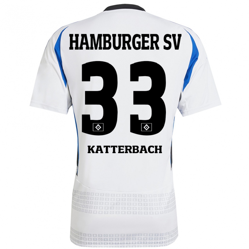 Women Football Noah Katterbach #33 White Blue Home Jersey 2024/25 T-Shirt Uk