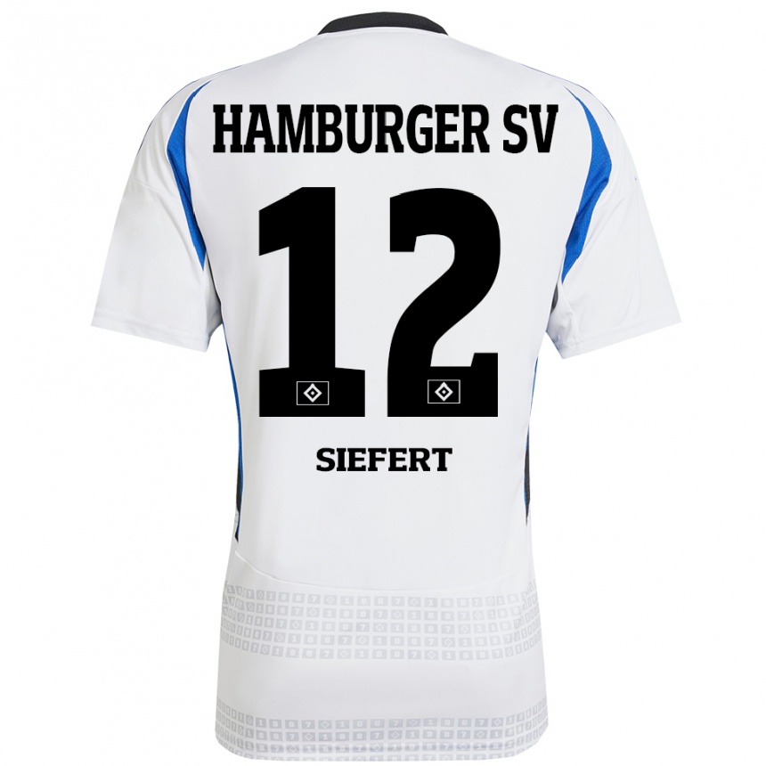 Women Football Louis Siefert #12 White Blue Home Jersey 2024/25 T-Shirt Uk