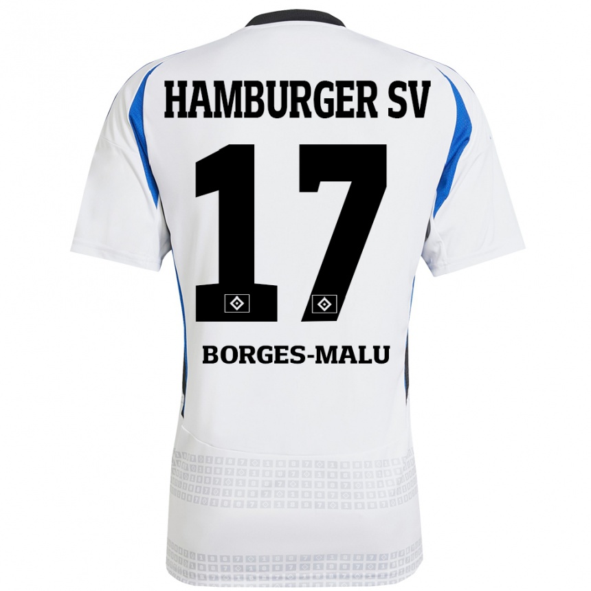 Women Football Louis Borges-Malu #17 White Blue Home Jersey 2024/25 T-Shirt Uk