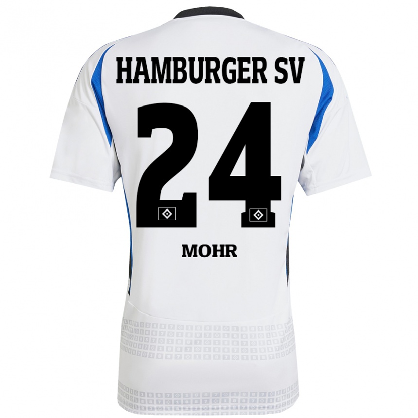 Women Football Jannik Mohr #24 White Blue Home Jersey 2024/25 T-Shirt Uk