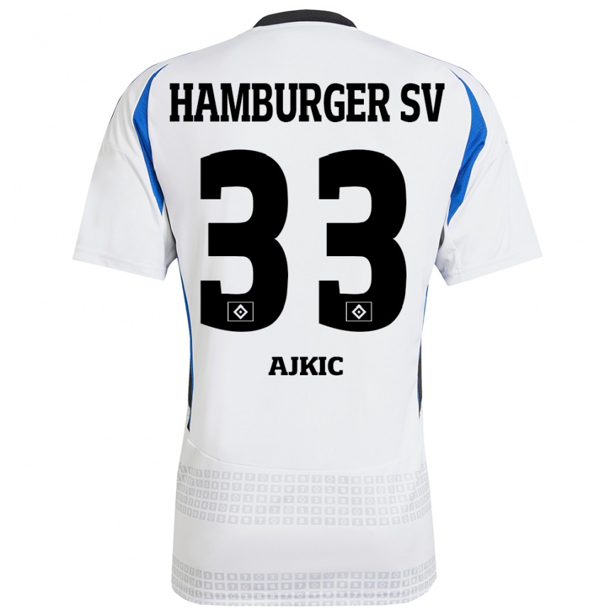 Women Football Selim Ajkic #33 White Blue Home Jersey 2024/25 T-Shirt Uk