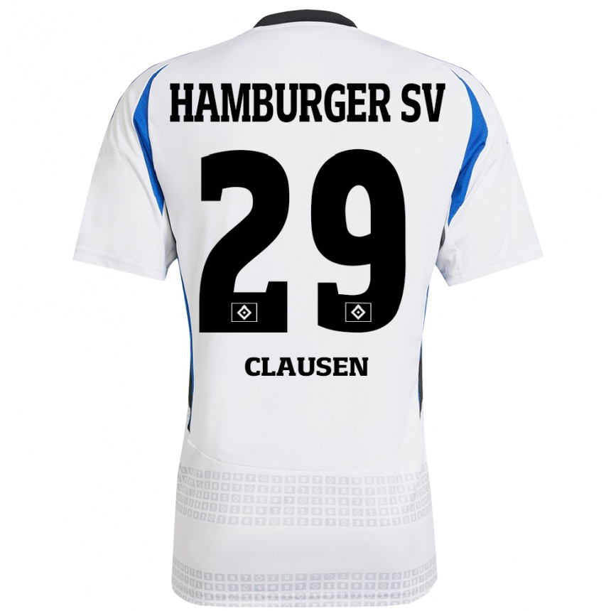 Women Football Lina Clausen #29 White Blue Home Jersey 2024/25 T-Shirt Uk