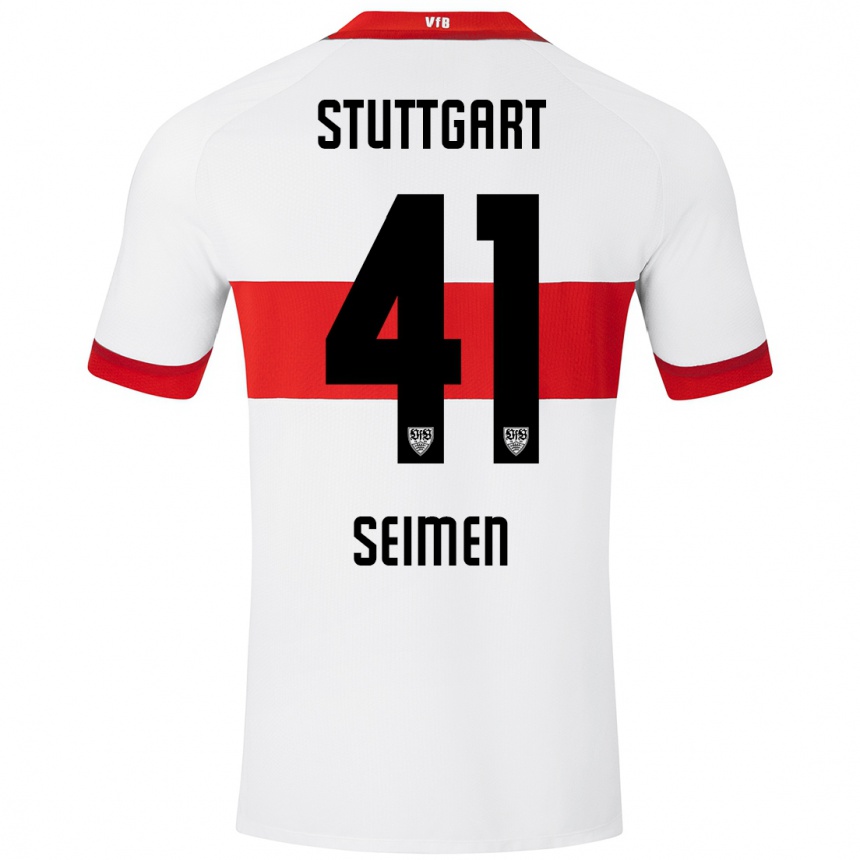 Women Football Dennis Seimen #41 White Red Home Jersey 2024/25 T-Shirt Uk