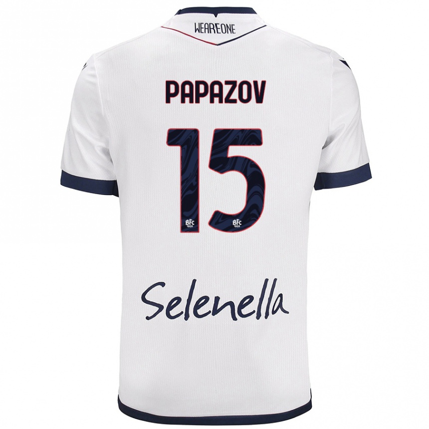 Women Football Dimitar Papazov #15 White Royal Blue Away Jersey 2024/25 T-Shirt Uk