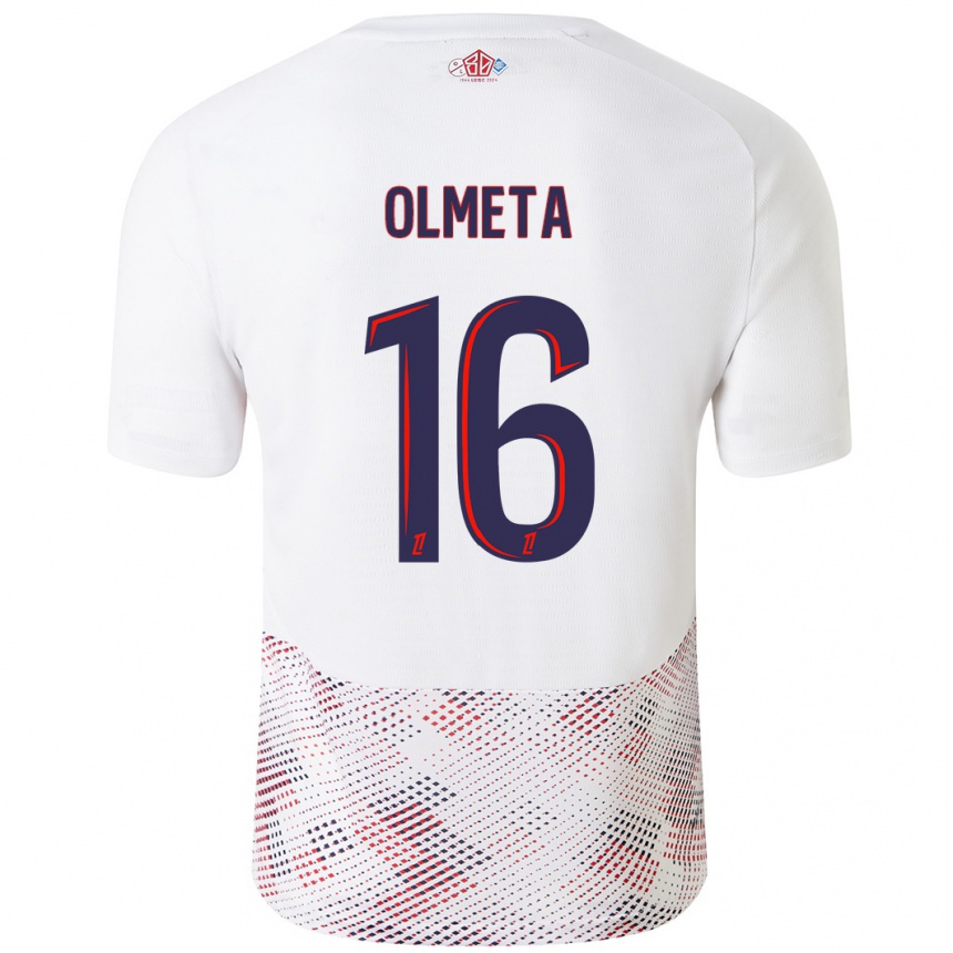 Women Football Lisandru Olmeta #16 White Royal Blue Away Jersey 2024/25 T-Shirt Uk