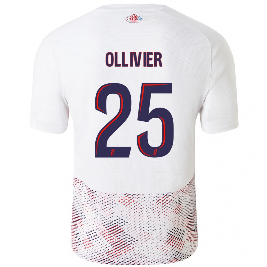 Women Football Agathe Ollivier #25 White Royal Blue Away Jersey 2024/25 T-Shirt Uk