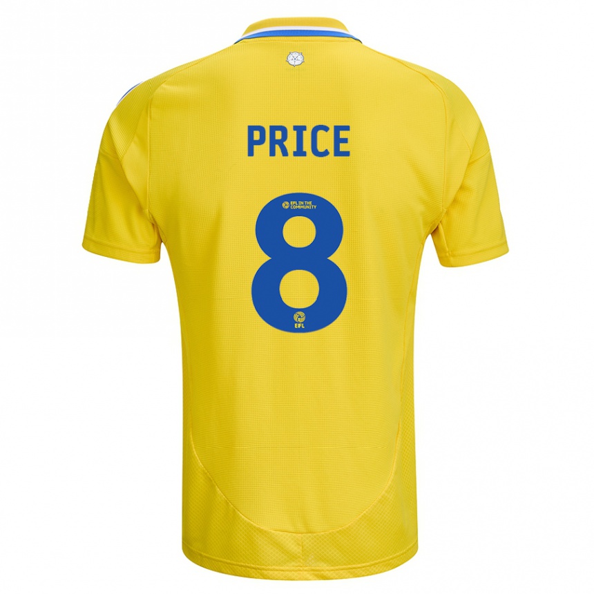 Women Football Leoni Price #8 Yellow Blue Away Jersey 2024/25 T-Shirt Uk