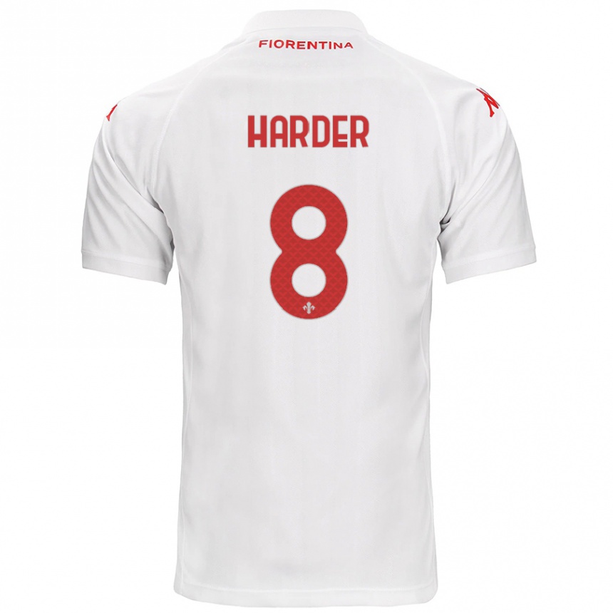 Women Football Jonas Harder #8 White Away Jersey 2024/25 T-Shirt Uk