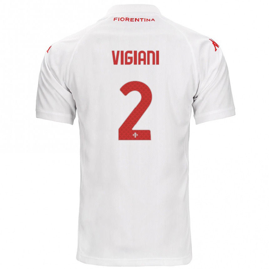 Women Football Lorenzo Vigiani #2 White Away Jersey 2024/25 T-Shirt Uk