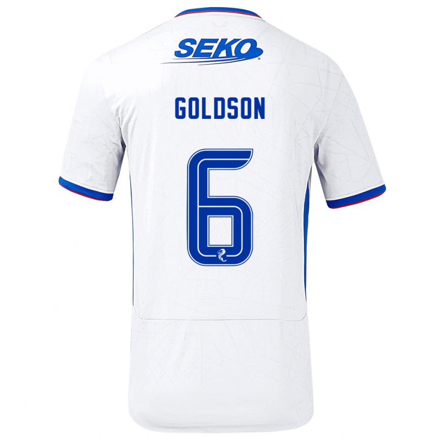 Women Football Connor Goldson #6 White Blue Away Jersey 2024/25 T-Shirt Uk