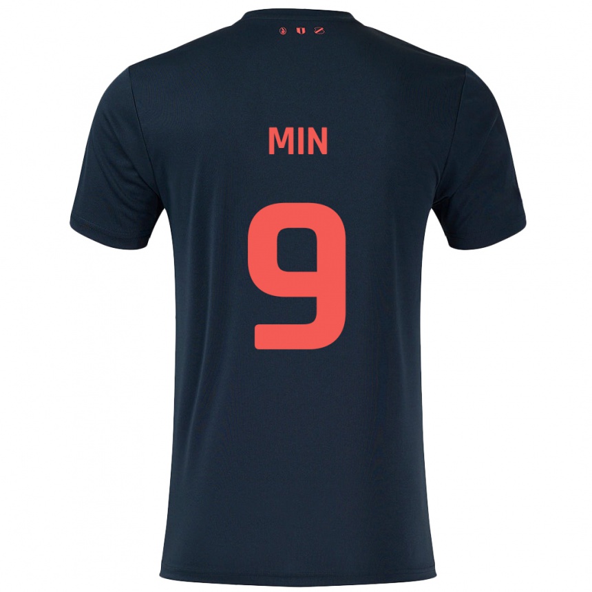 Women Football David Min #9 Black Red Away Jersey 2024/25 T-Shirt Uk