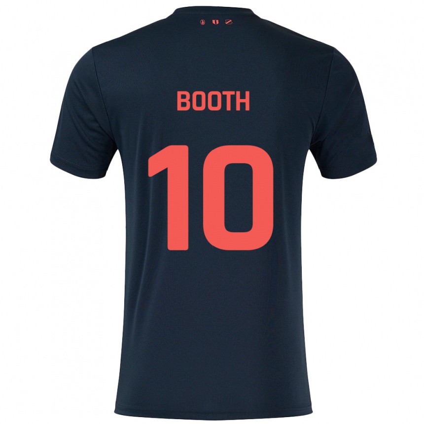 Women Football Taylor Booth #10 Black Red Away Jersey 2024/25 T-Shirt Uk