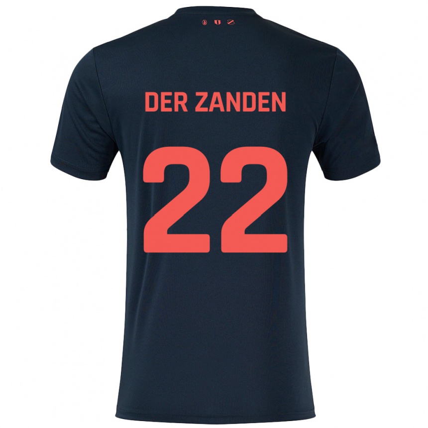 Women Football Iise Van Der Zanden #22 Black Red Away Jersey 2024/25 T-Shirt Uk