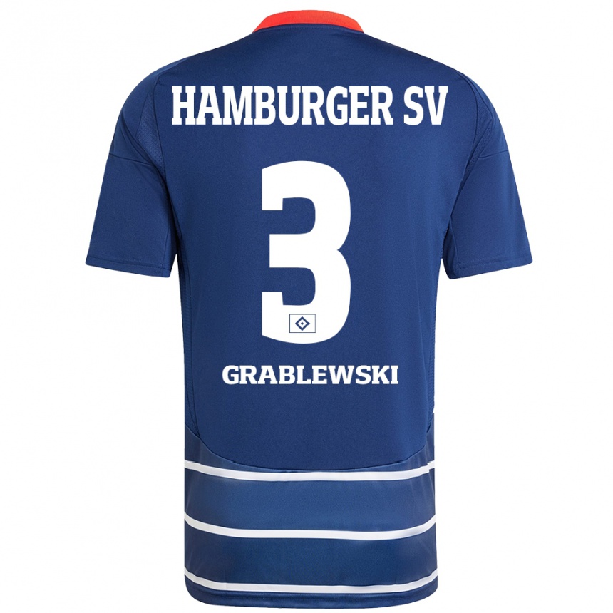 Women Football Max Grablewski #3 Dark Blue Away Jersey 2024/25 T-Shirt Uk