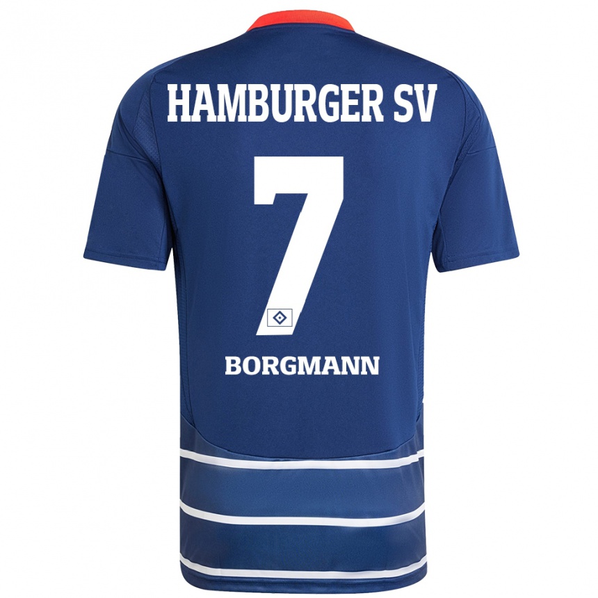 Women Football Marcus Borgmann #7 Dark Blue Away Jersey 2024/25 T-Shirt Uk