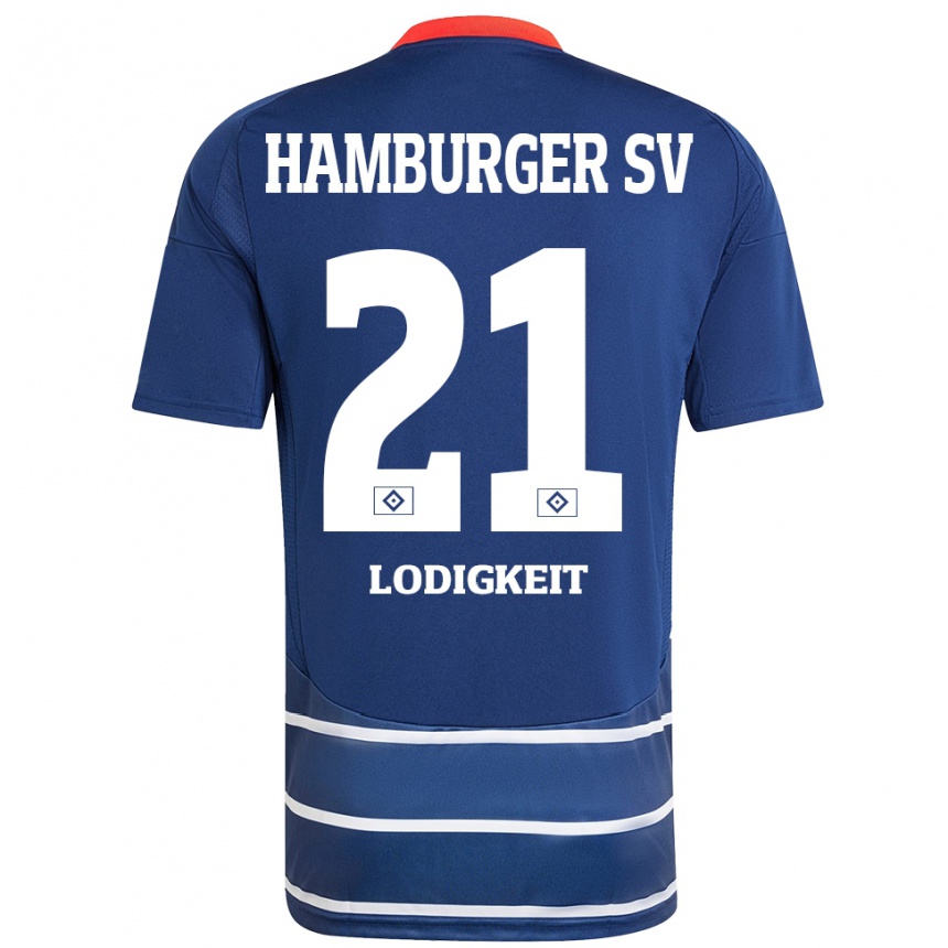 Women Football Luis Lodigkeit #21 Dark Blue Away Jersey 2024/25 T-Shirt Uk