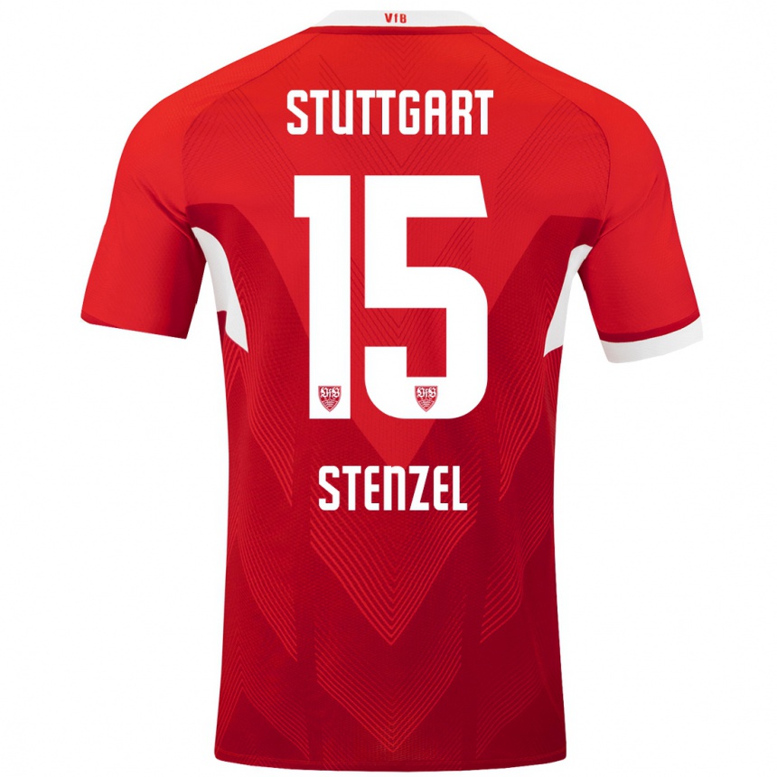 Women Football Pascal Stenzel #15 Red White Away Jersey 2024/25 T-Shirt Uk