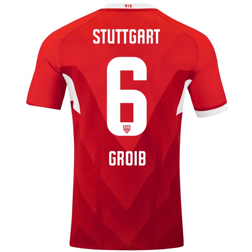 Women Football Alexander Groiß #6 Red White Away Jersey 2024/25 T-Shirt Uk