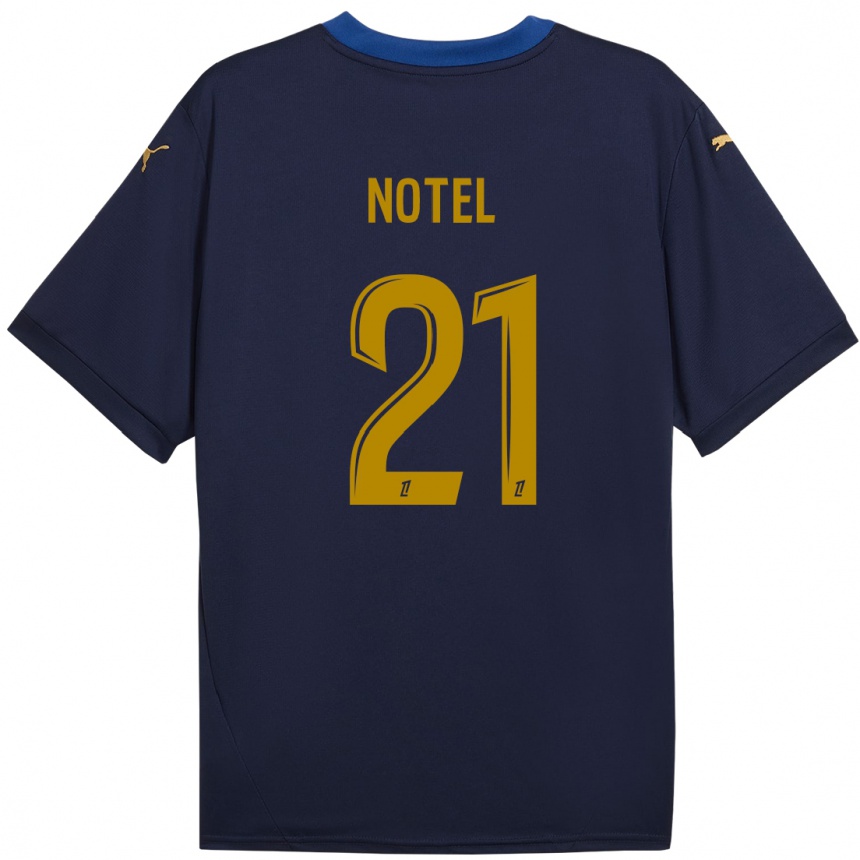 Women Football Lea Notel #21 Navy Gold Away Jersey 2024/25 T-Shirt Uk