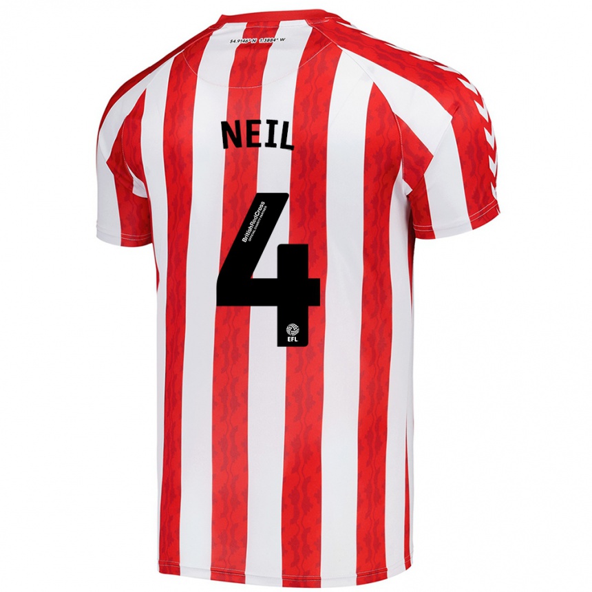 Kids Football Dan Neil #4 Red White Home Jersey 2024/25 T-Shirt Uk