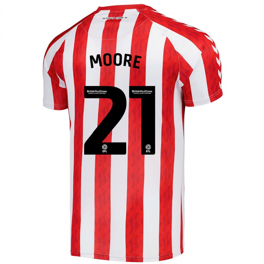 Kids Football Simon Moore #21 Red White Home Jersey 2024/25 T-Shirt Uk