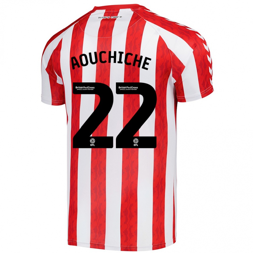 Kids Football Adil Aouchiche #22 Red White Home Jersey 2024/25 T-Shirt Uk