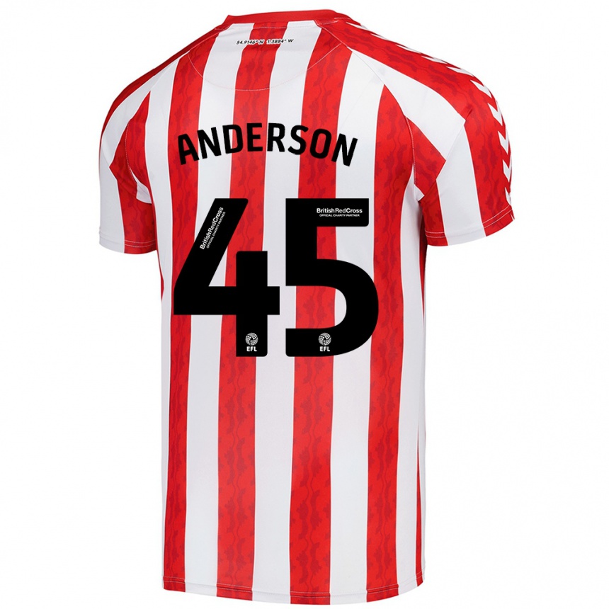 Kids Football Joe Anderson #45 Red White Home Jersey 2024/25 T-Shirt Uk