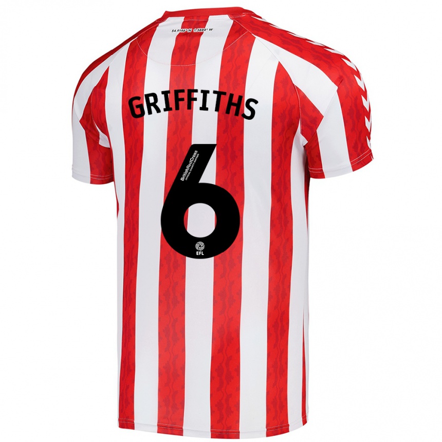 Kids Football Louise Griffiths #6 Red White Home Jersey 2024/25 T-Shirt Uk