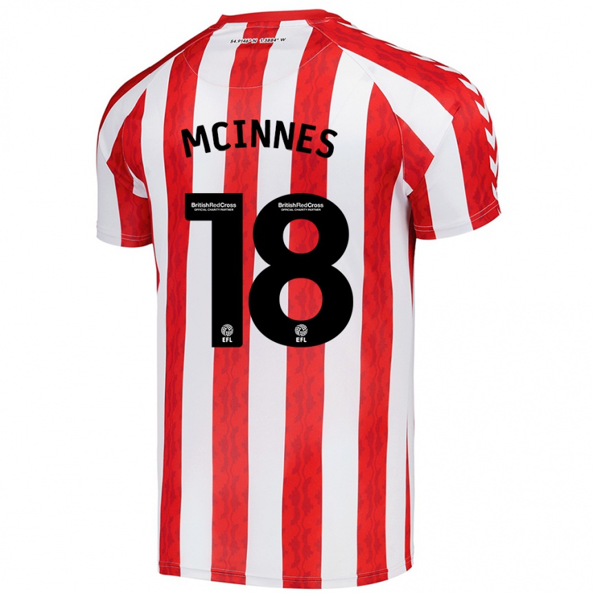 Kids Football Libby Mcinnes #18 Red White Home Jersey 2024/25 T-Shirt Uk