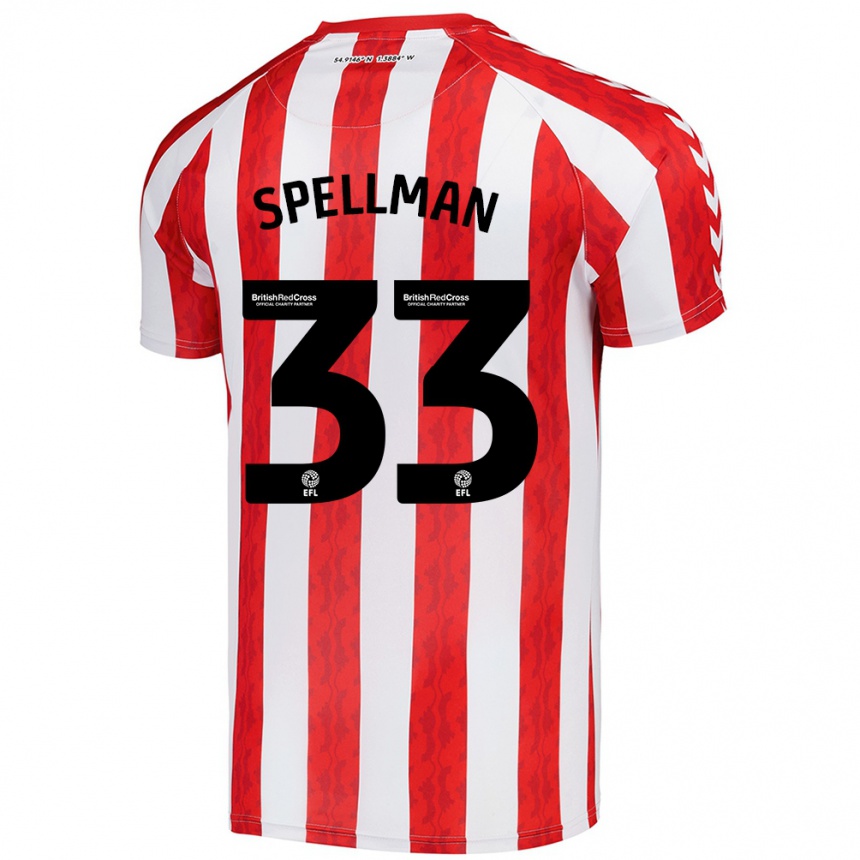 Kids Football Michael Spellman #33 Red White Home Jersey 2024/25 T-Shirt Uk